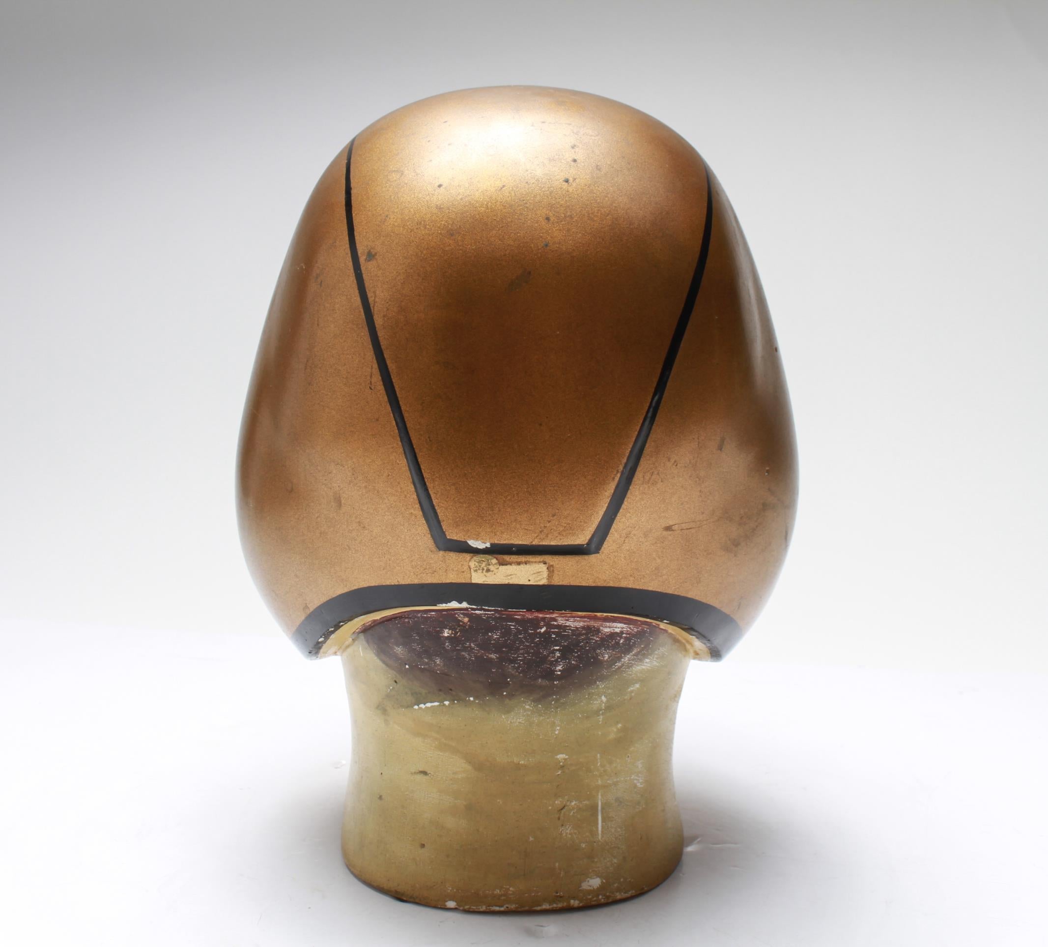 20th Century American Folk Art Football Player Bust with Gold-Tone Helmet