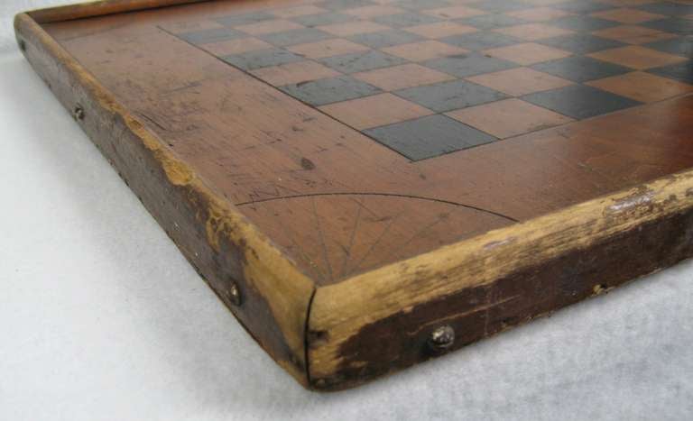 Late 19th Century American Folk Art Game Board Chess Checker Board For Sale