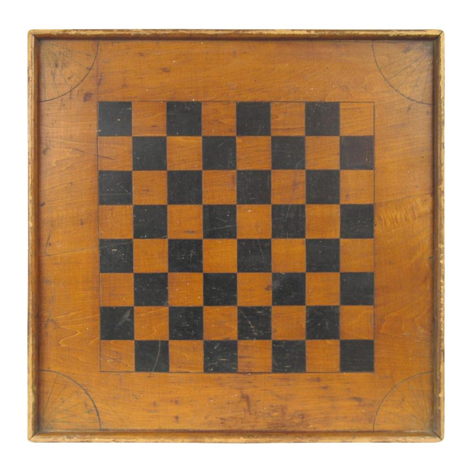 American Folk Art Game Board Chess Checker Board