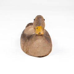 American Folk Art Hand-Carved and Painted Wooden Decoy Duck