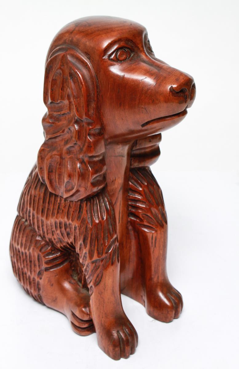 American Folk Art Hand Carved Cocker Spaniel Dog Sculpture 1
