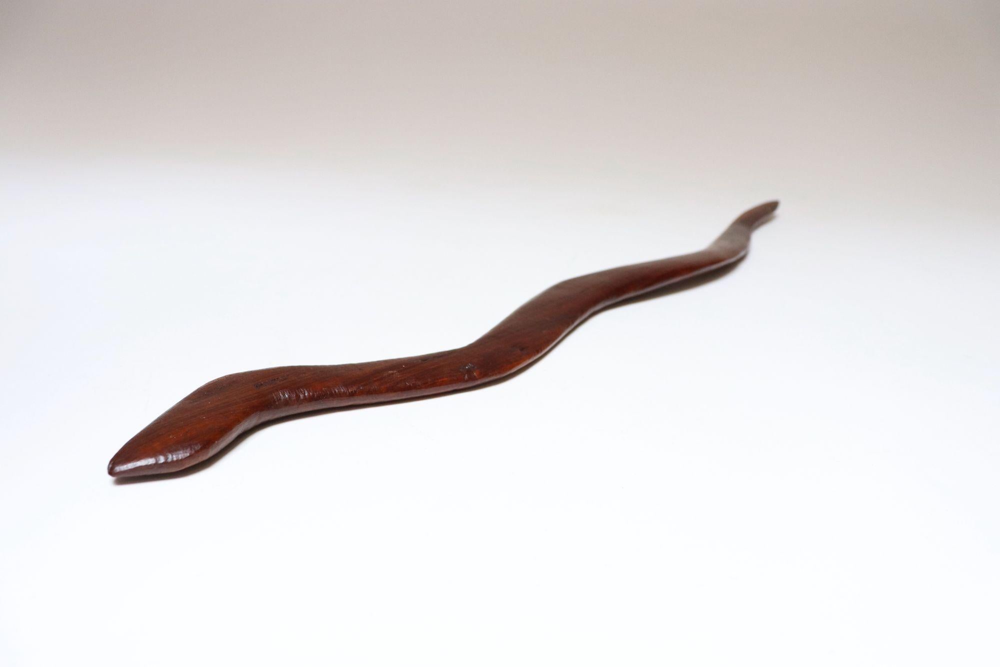 Arte popolare Serpente in legno di palissandro intagliato a mano in stile folk americano in vendita