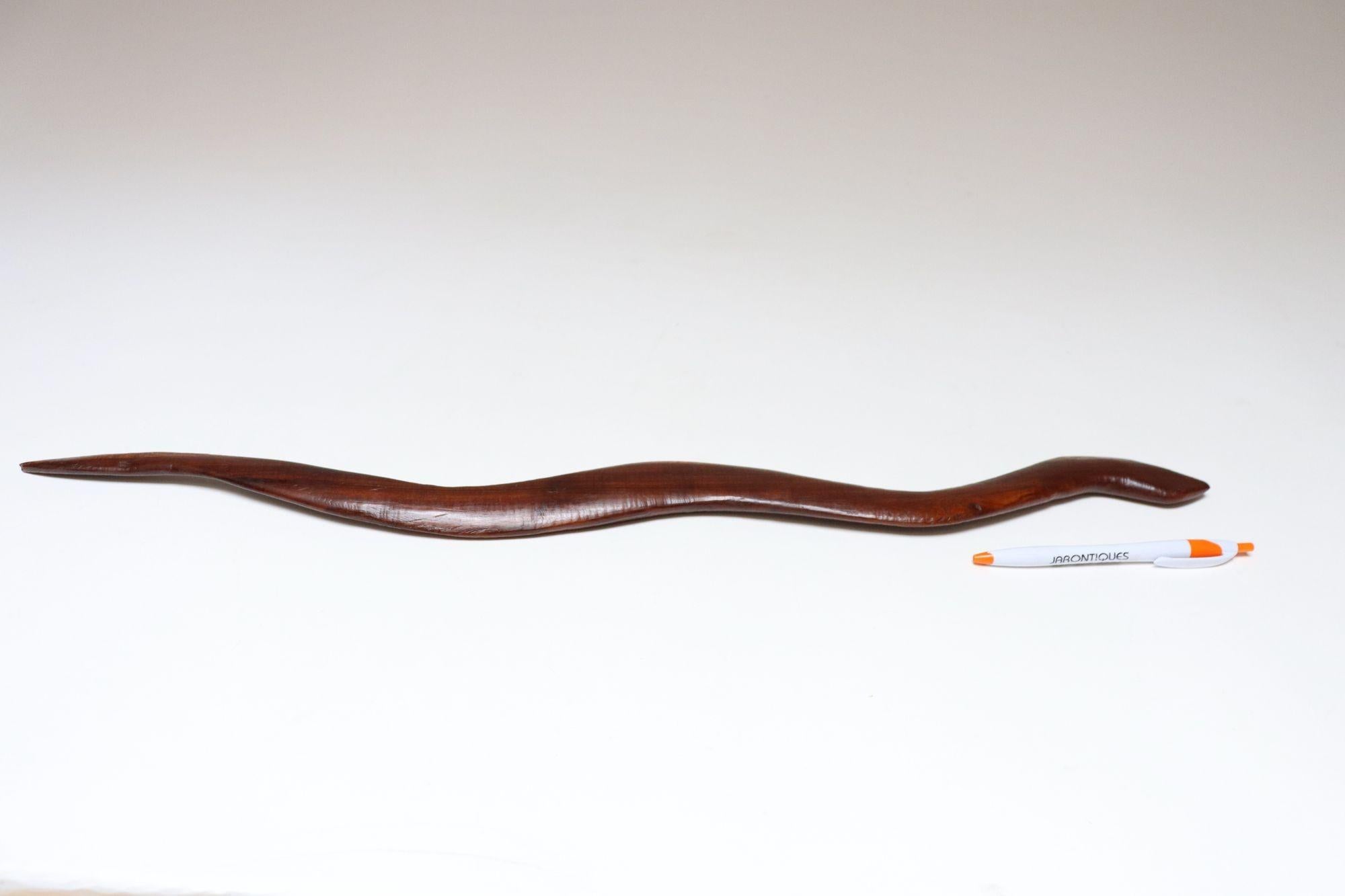 Metà XX secolo Serpente in legno di palissandro intagliato a mano in stile folk americano in vendita