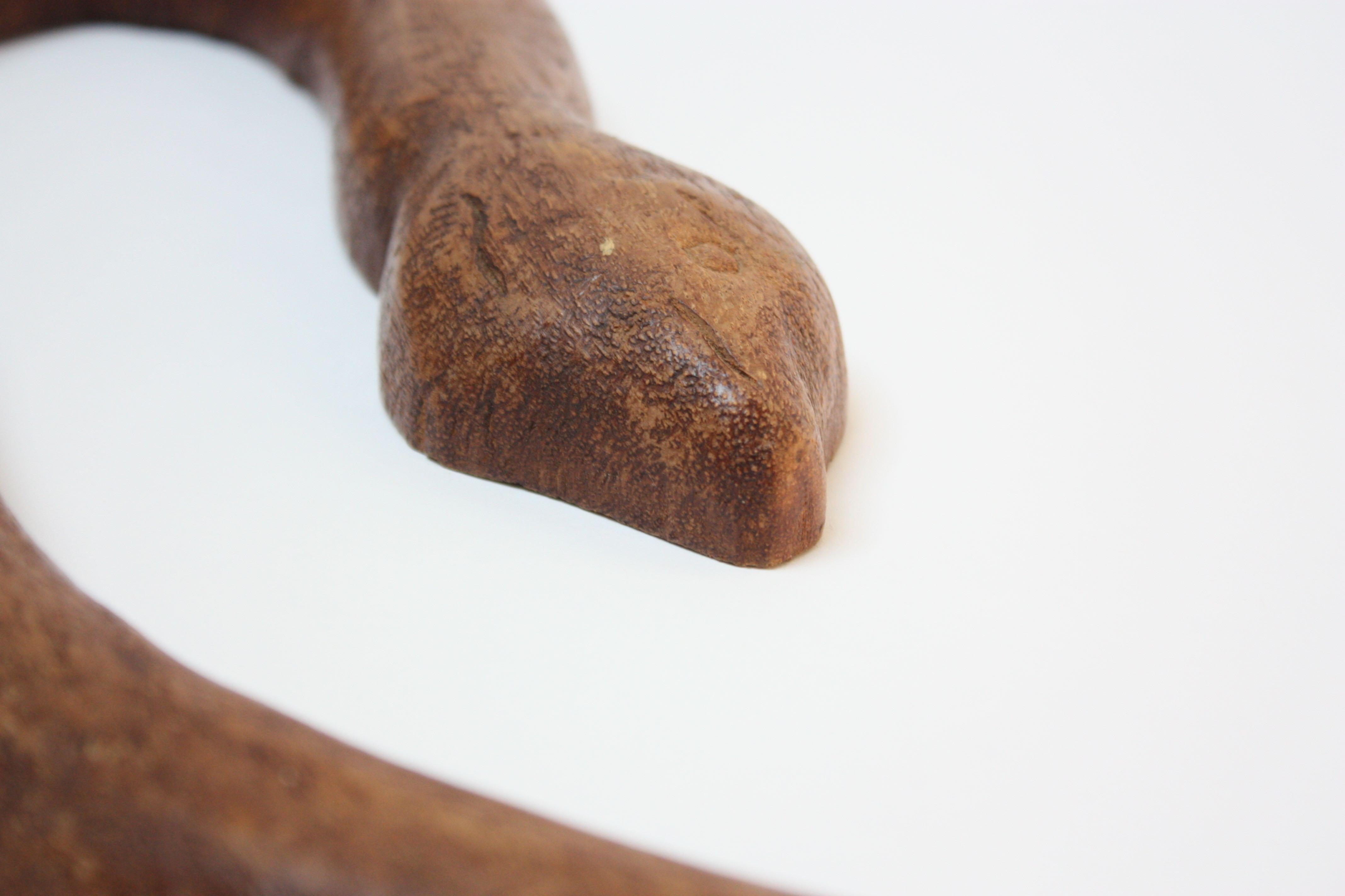 Early 20th Century American Folk Art Hand-Carved Wooden Snake