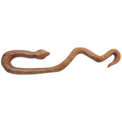 American Folk Art Hand-Carved Wooden Snake