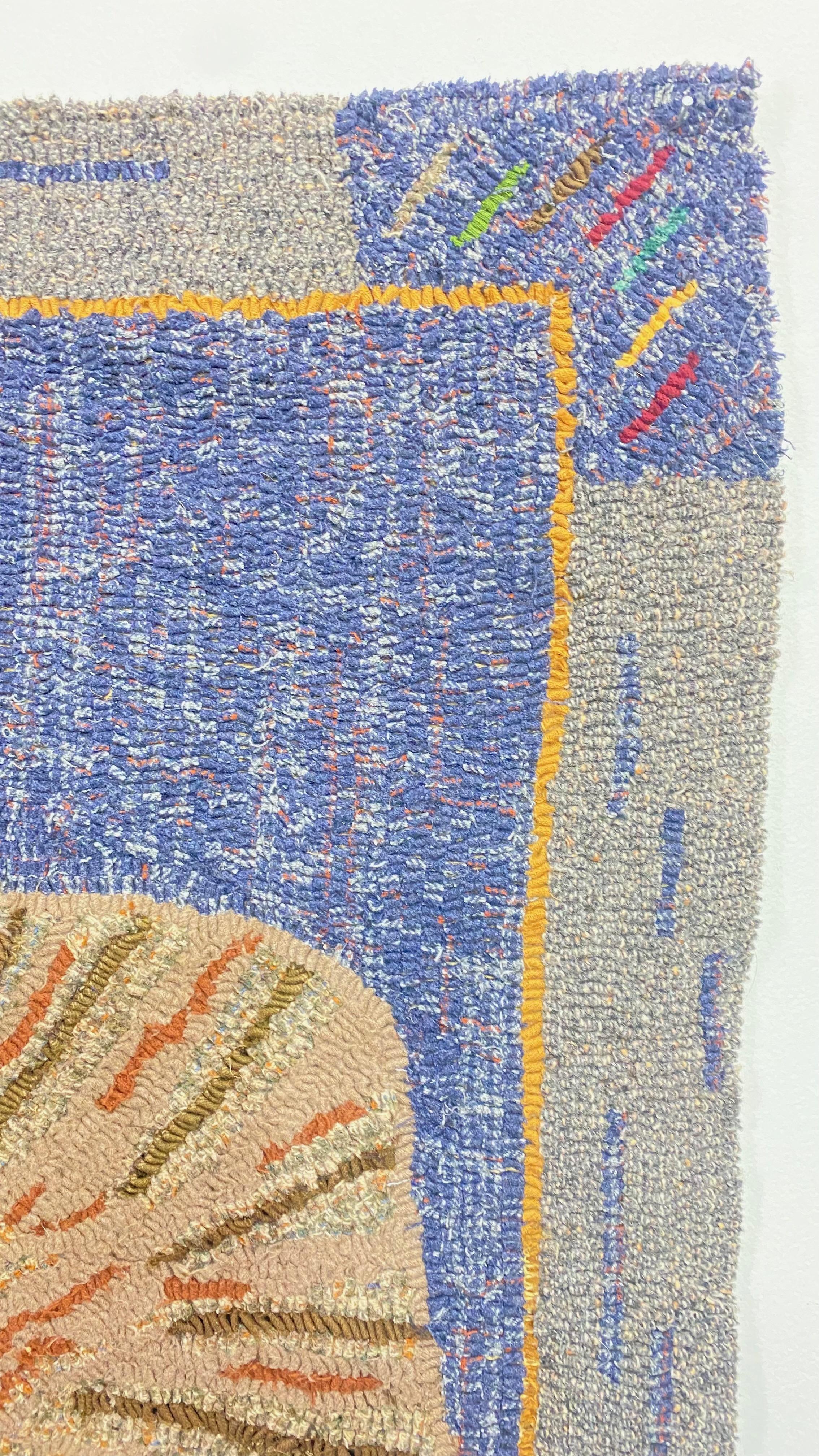 American Folk Art Hooked Rag Rug of a Cat, Early 20th Century In Good Condition In San Francisco, CA