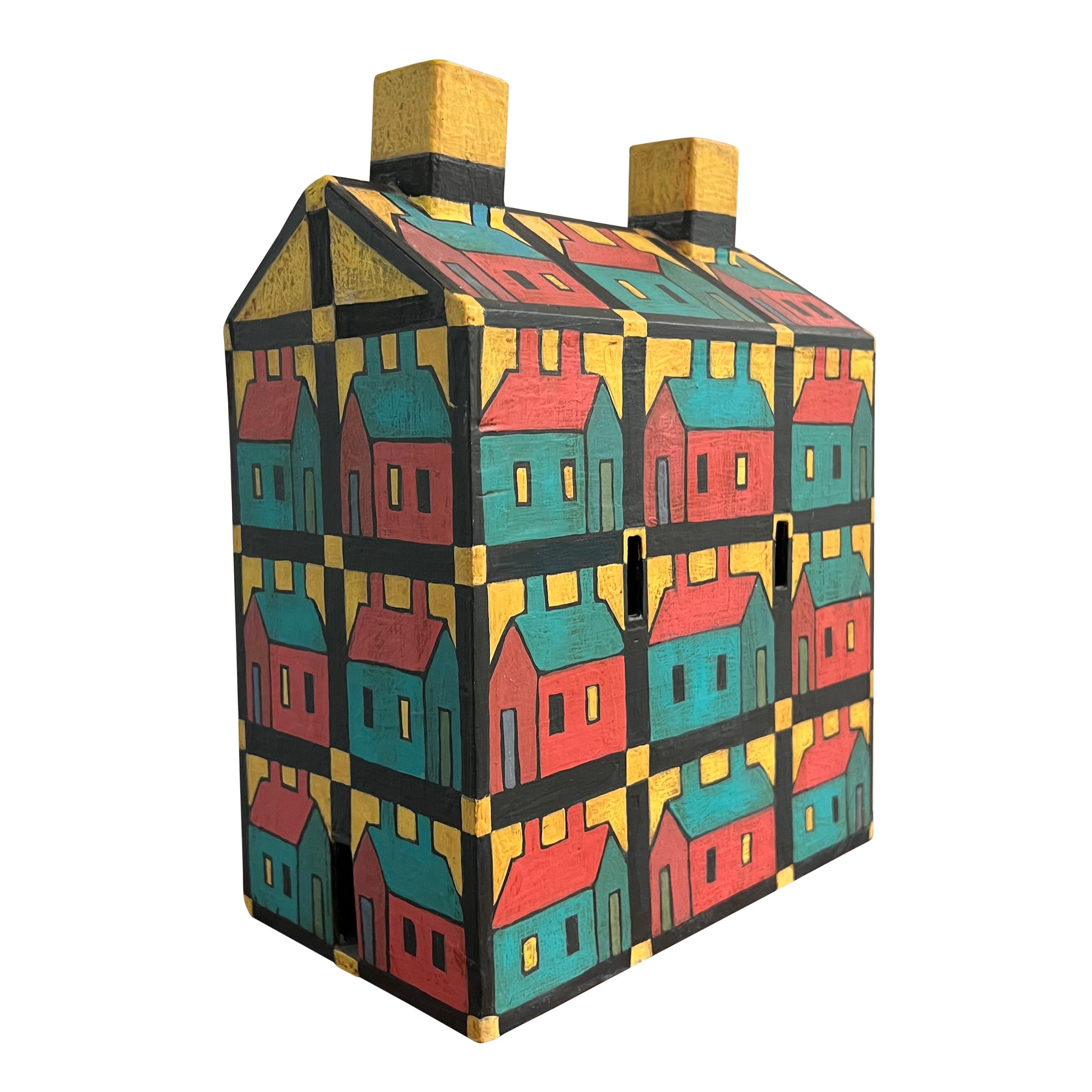 Hand-Painted American Folk Art House Sculpture For Sale