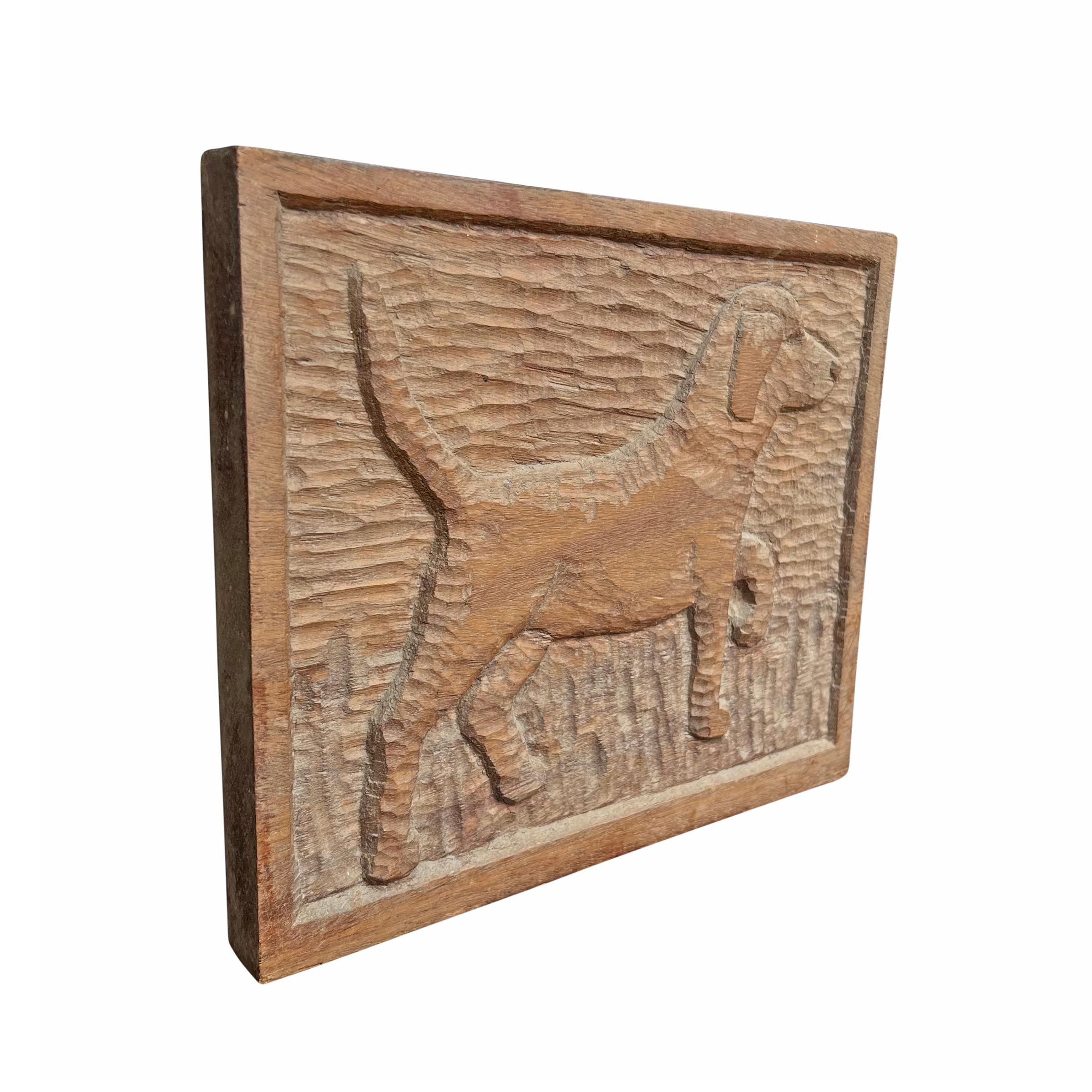 Hand-Carved American Folk Art Labrador Carved Wood Panel