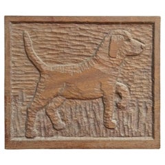American Folk Art Labrador Carved Wood Panel
