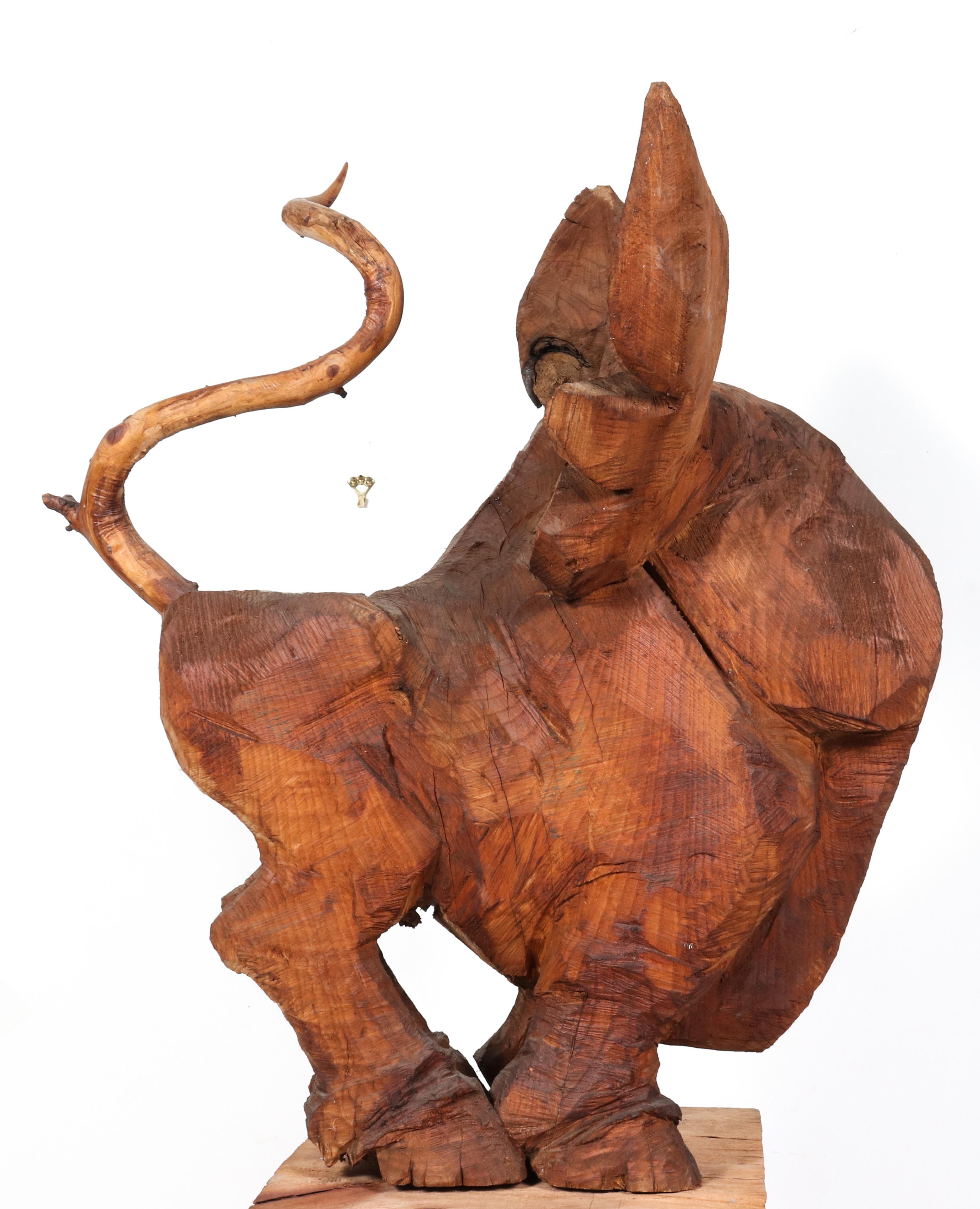 American Folk Art Large Carved Wood Elephant or Donkey In Good Condition For Sale In New York, NY