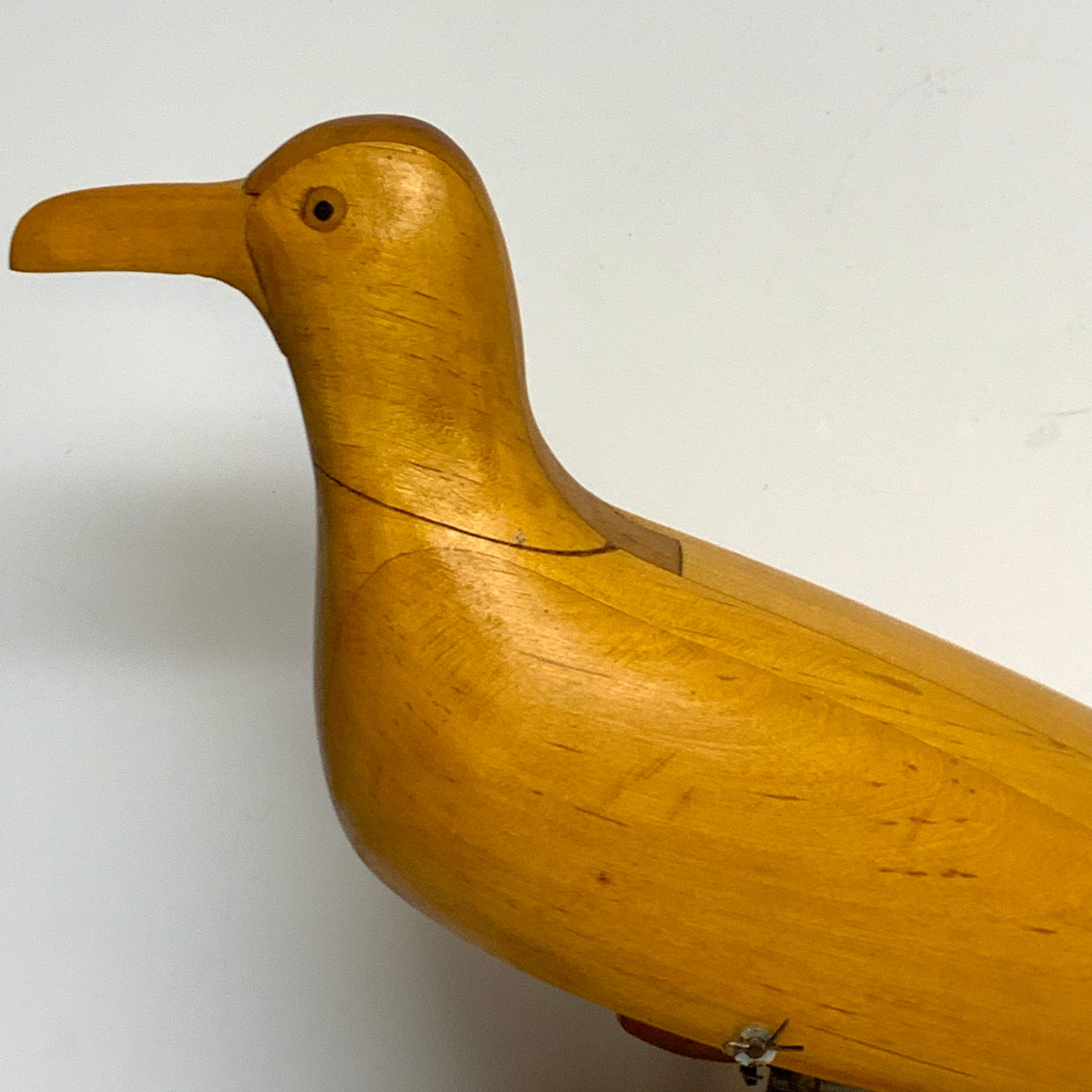 Hand-Carved American Folk Art Mechanical Seagull Sculpture