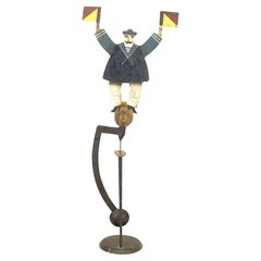 American Folk Art Painted Iron Sailor Decoration