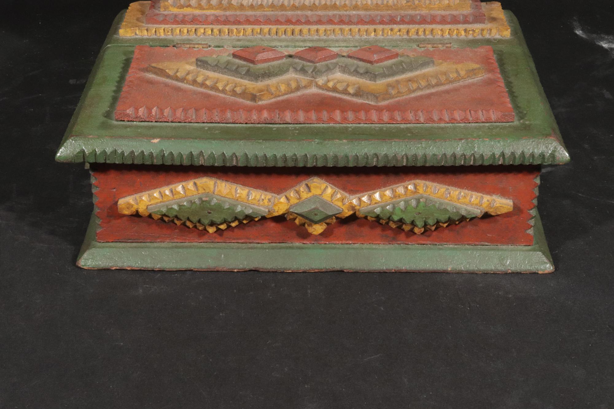 Américain Miroir de rasage et socle de l'art populaire américain peint par Tramp Art en vente