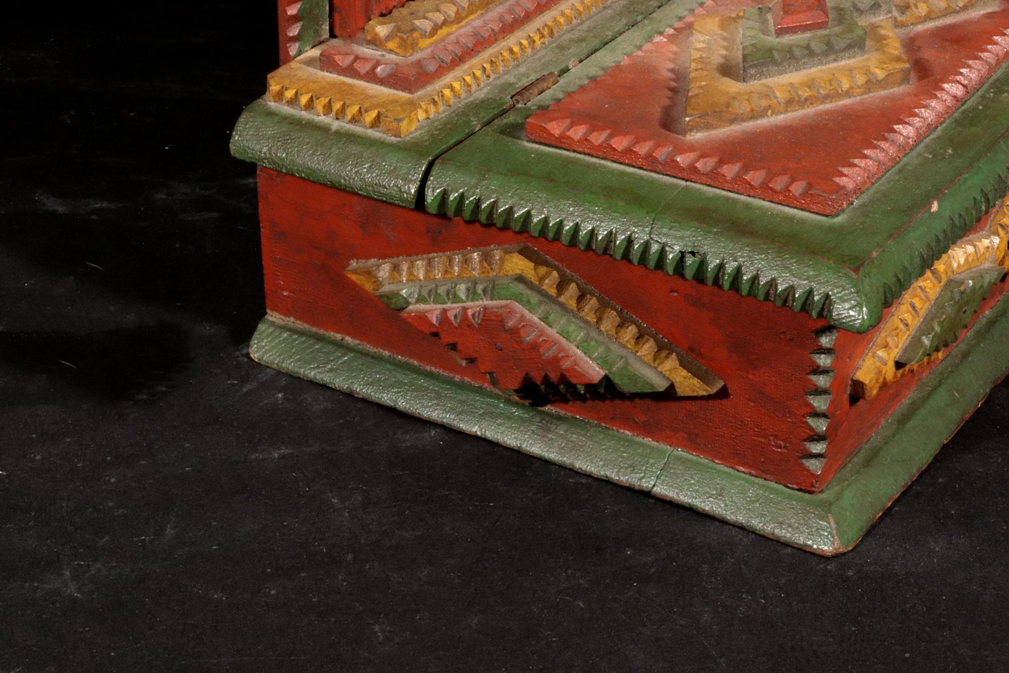 Miroir de rasage et socle de l'art populaire américain peint par Tramp Art en vente 2