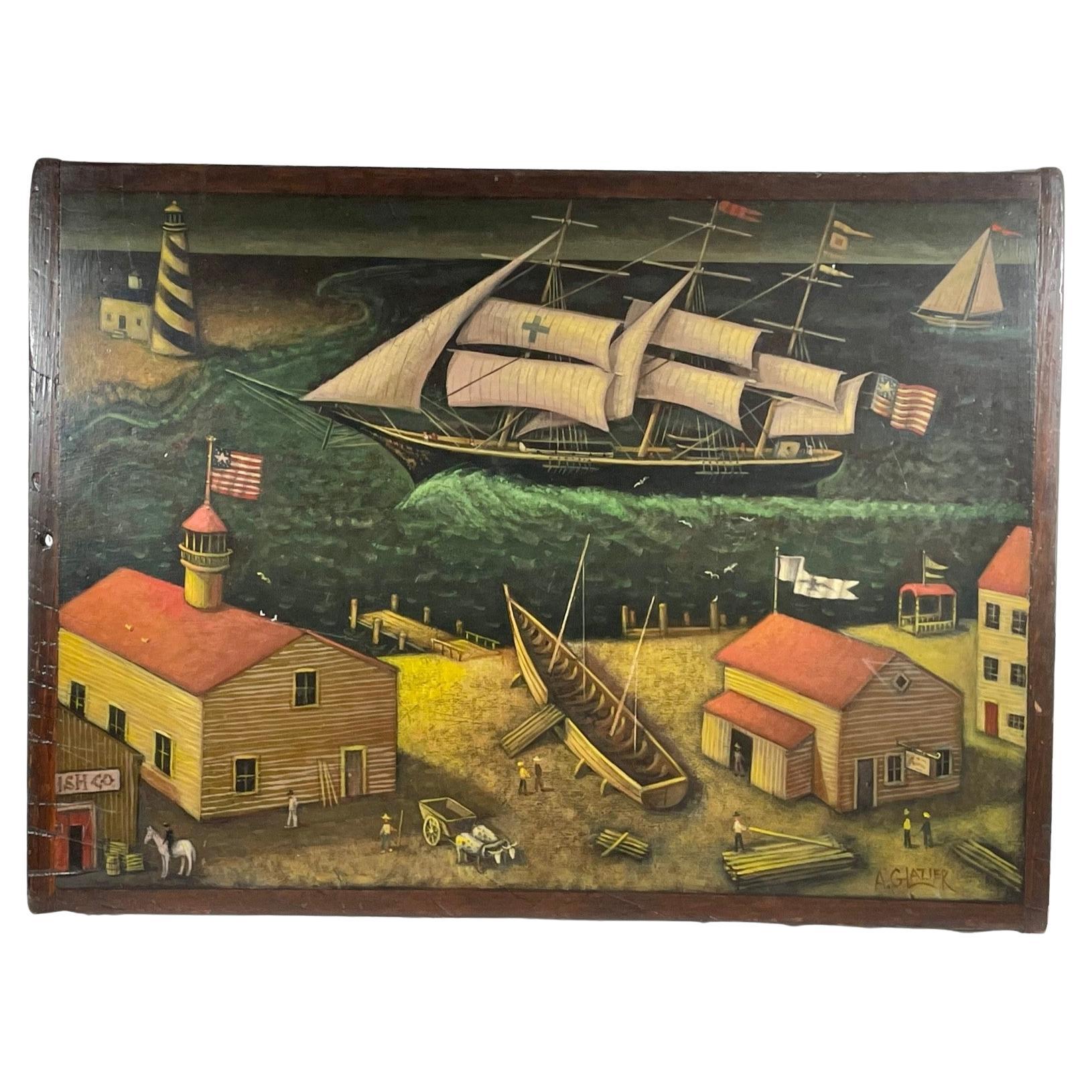 American Folk Art Painting by Pennsylvania Artist, Arthur Glazier