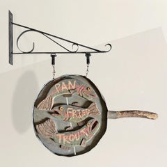 American Folk Art 'PAN FRIED TROUT' Hanging Sign