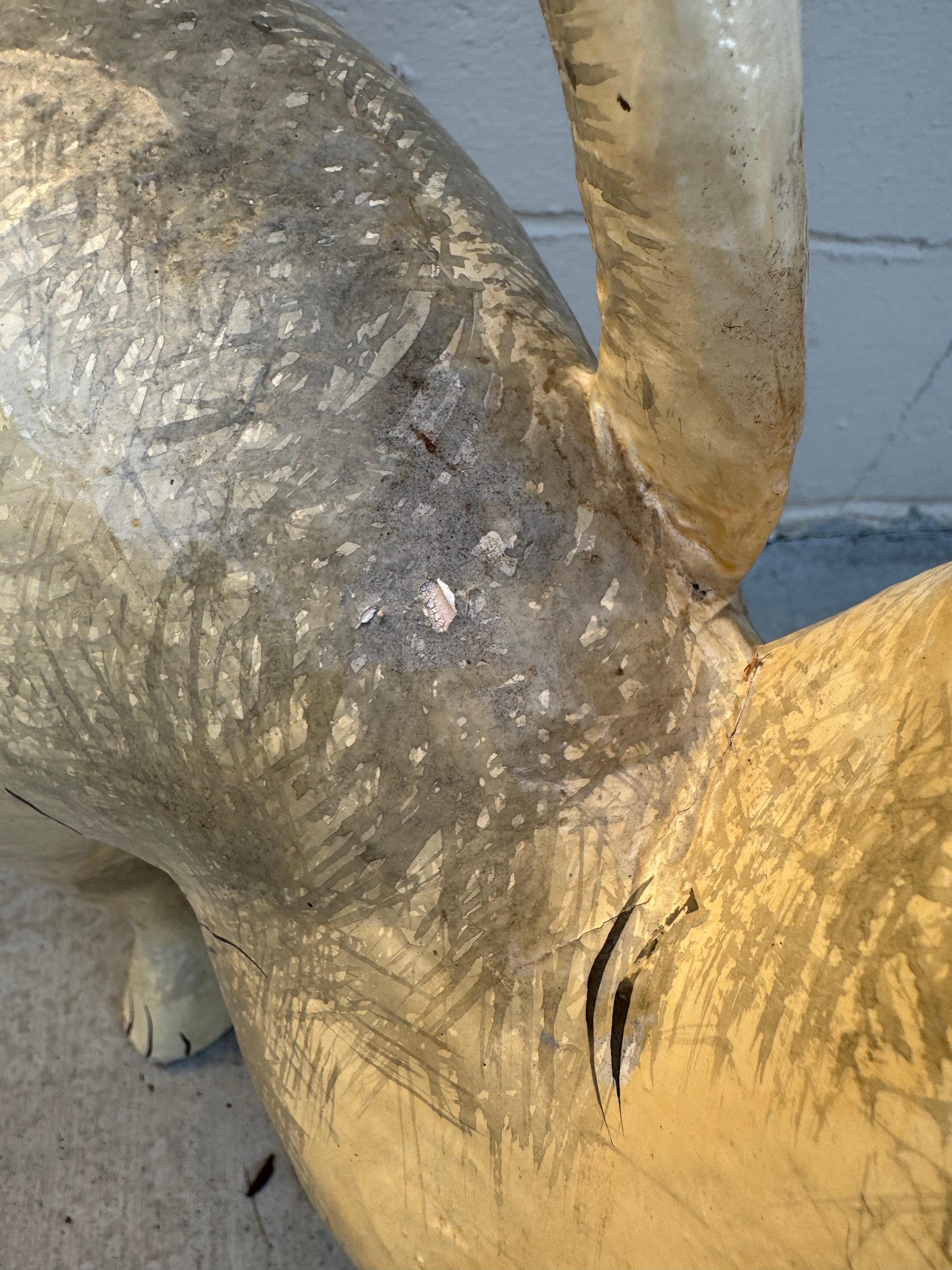 American Folk Art Paper Mâché Hand-Painted Cat Sculpture For Sale 7