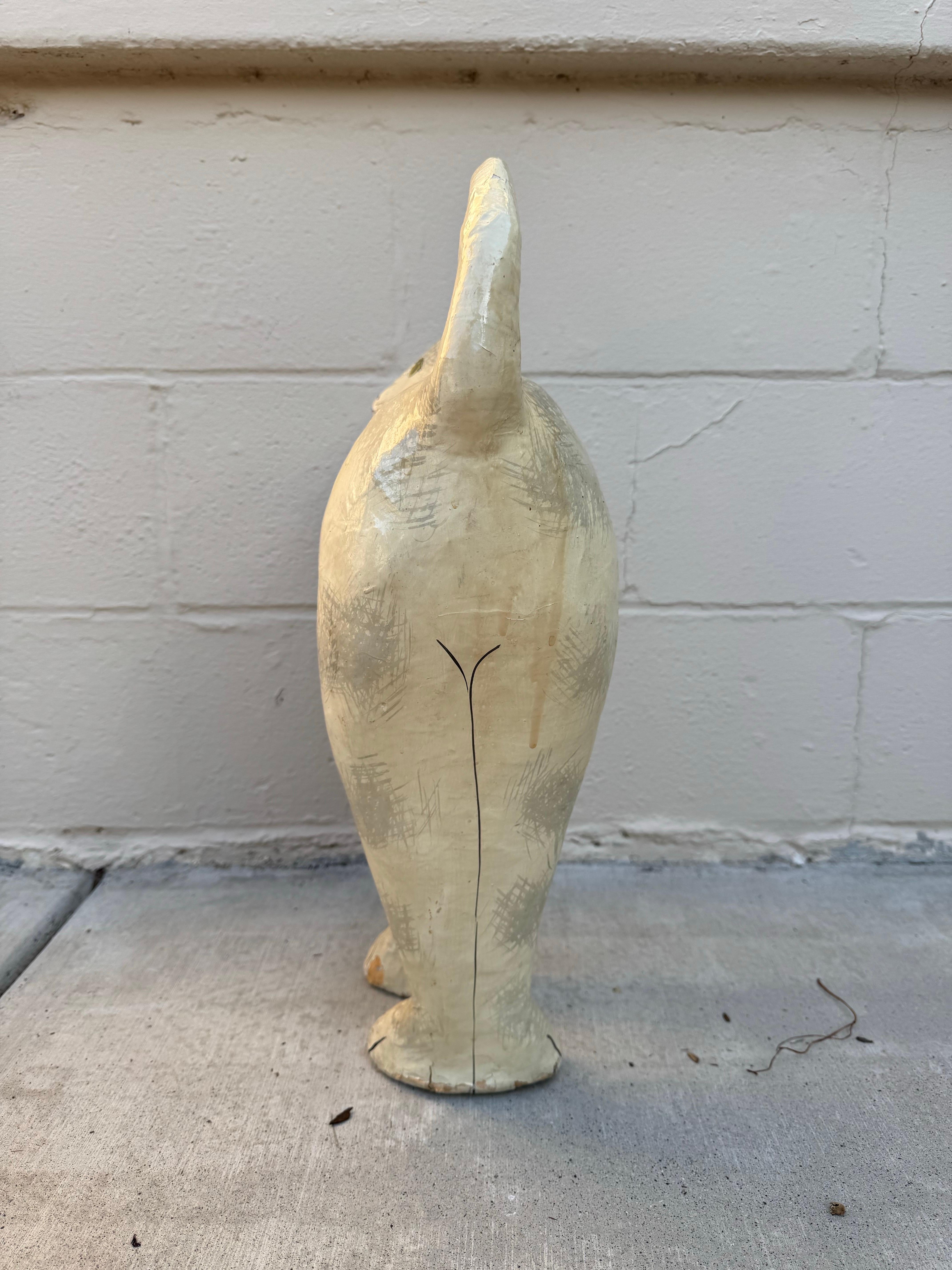 Mid-20th Century American Folk Art Paper Mâché Hand-Painted Cat Sculpture For Sale