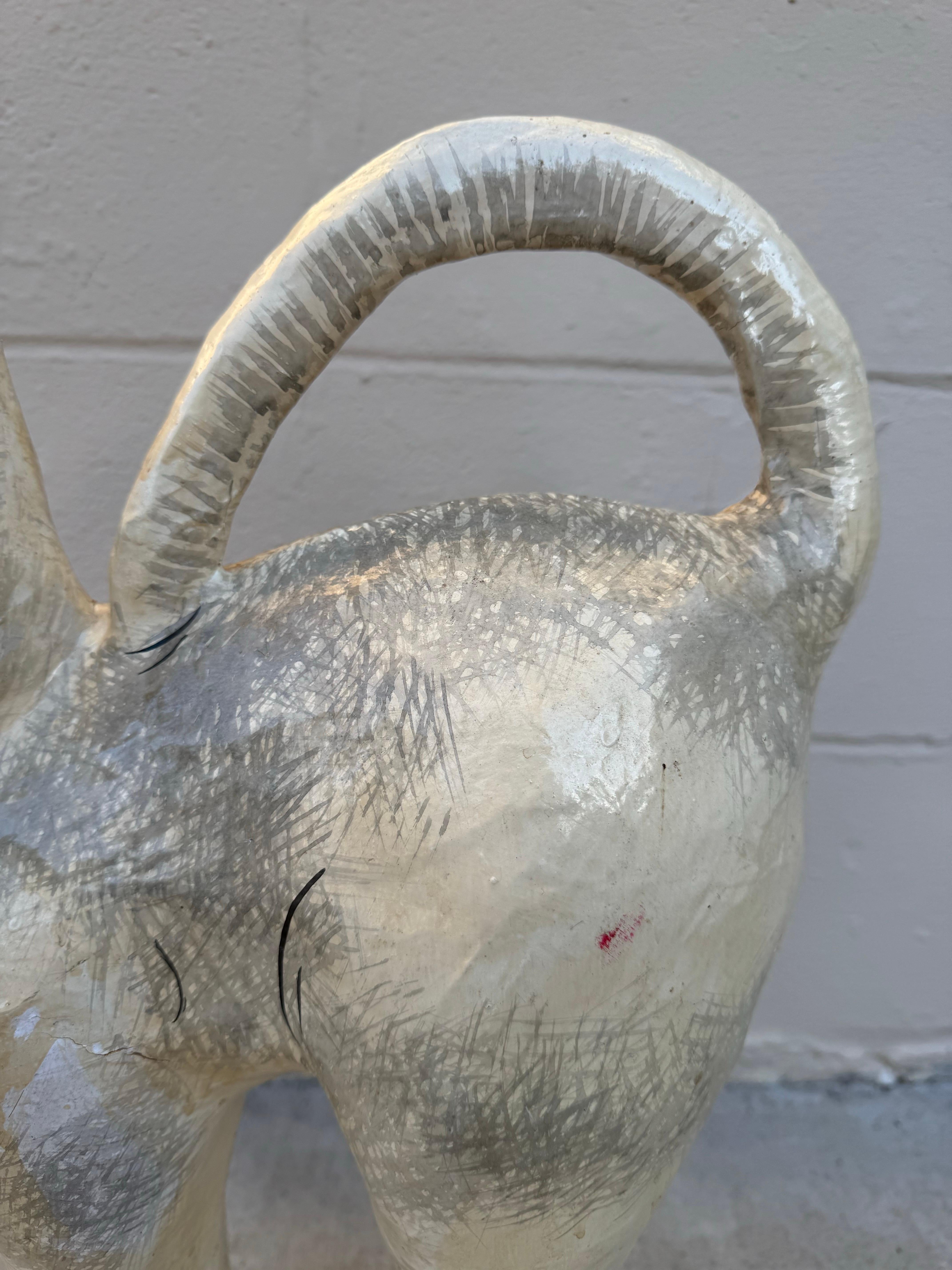 American Folk Art Paper Mâché Hand-Painted Cat Sculpture For Sale 1