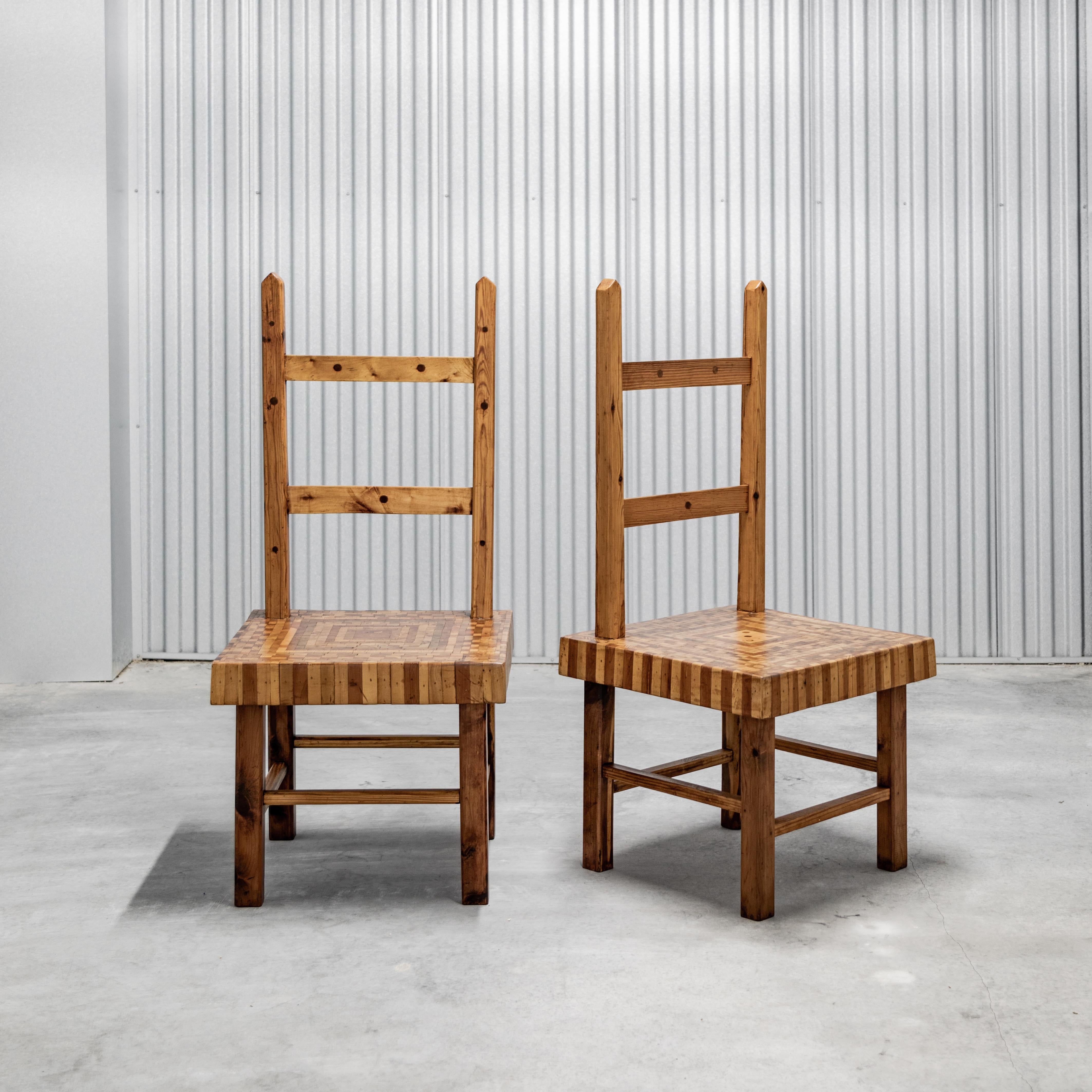 American Folk Art Parquet Chairs In Good Condition For Sale In West Hollywood, CA