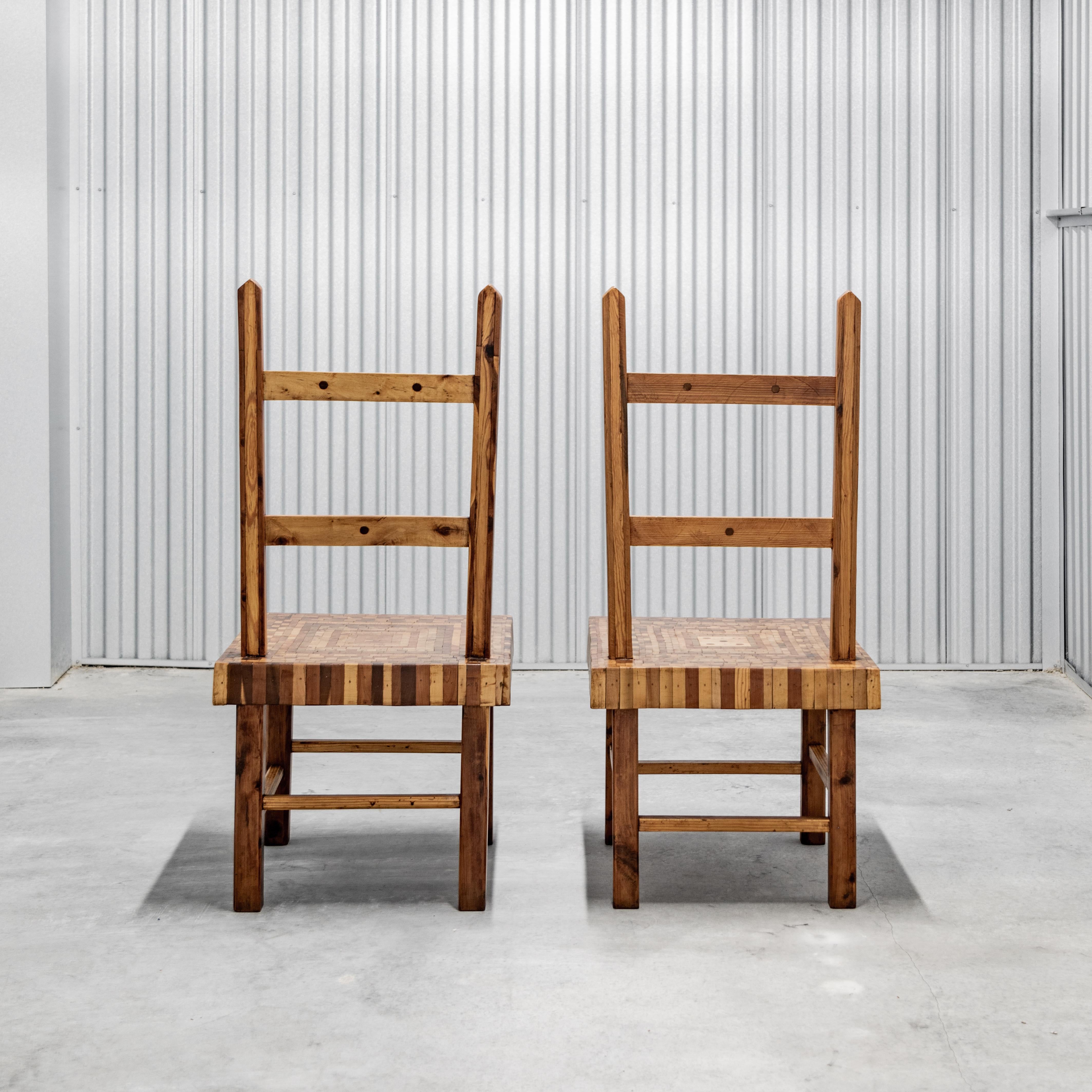 20th Century American Folk Art Parquet Chairs For Sale