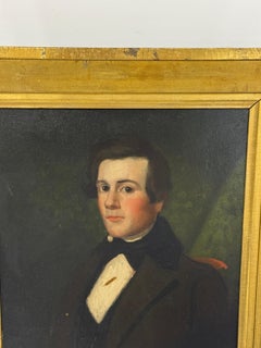 American Folk Art Portrait of a Gentleman, Circa 1840-1860 New England School