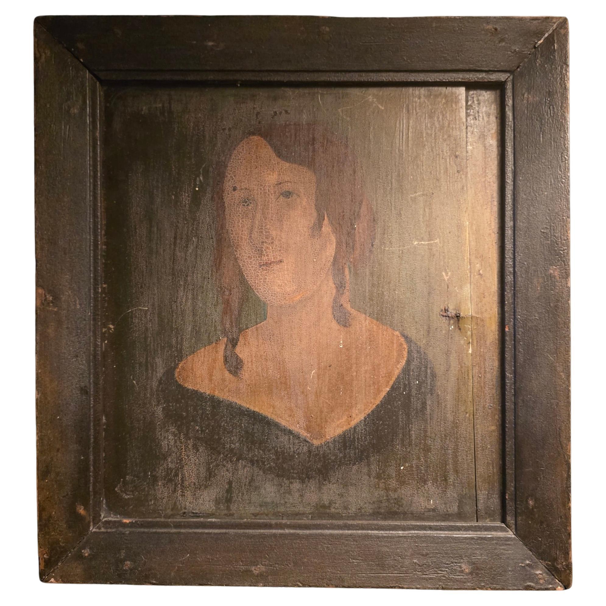 American Folk Art Portrait of a Lady
