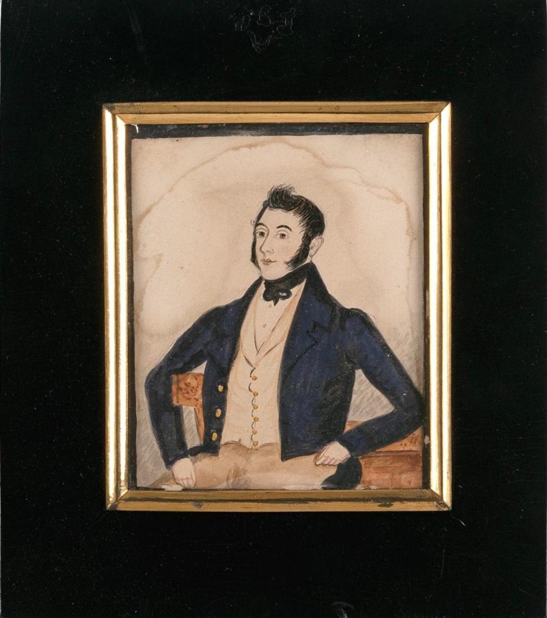 Miniatura americana di arte popolare Ritratto di giovane gentiluomo in vendita 3
