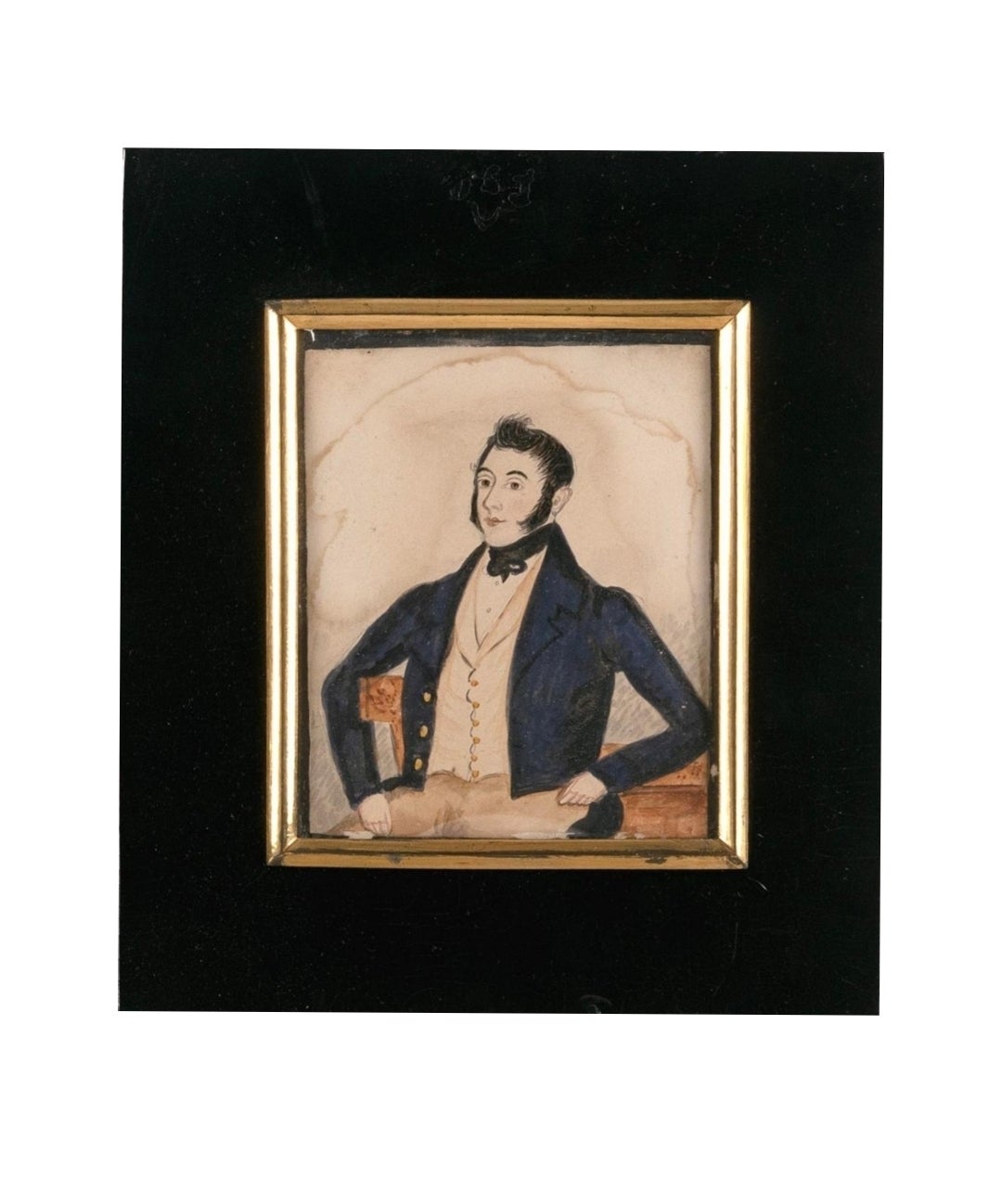 Miniatura americana de arte popular Retrato de un joven caballero