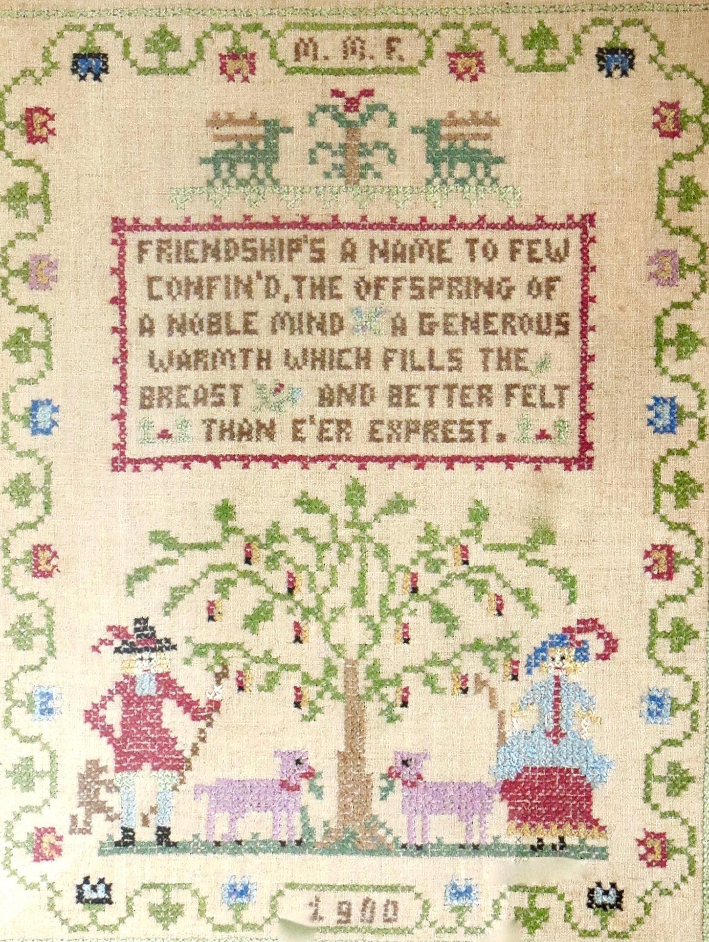Charmant sampler d'enfant, authentique et entièrement original, réalisé par 