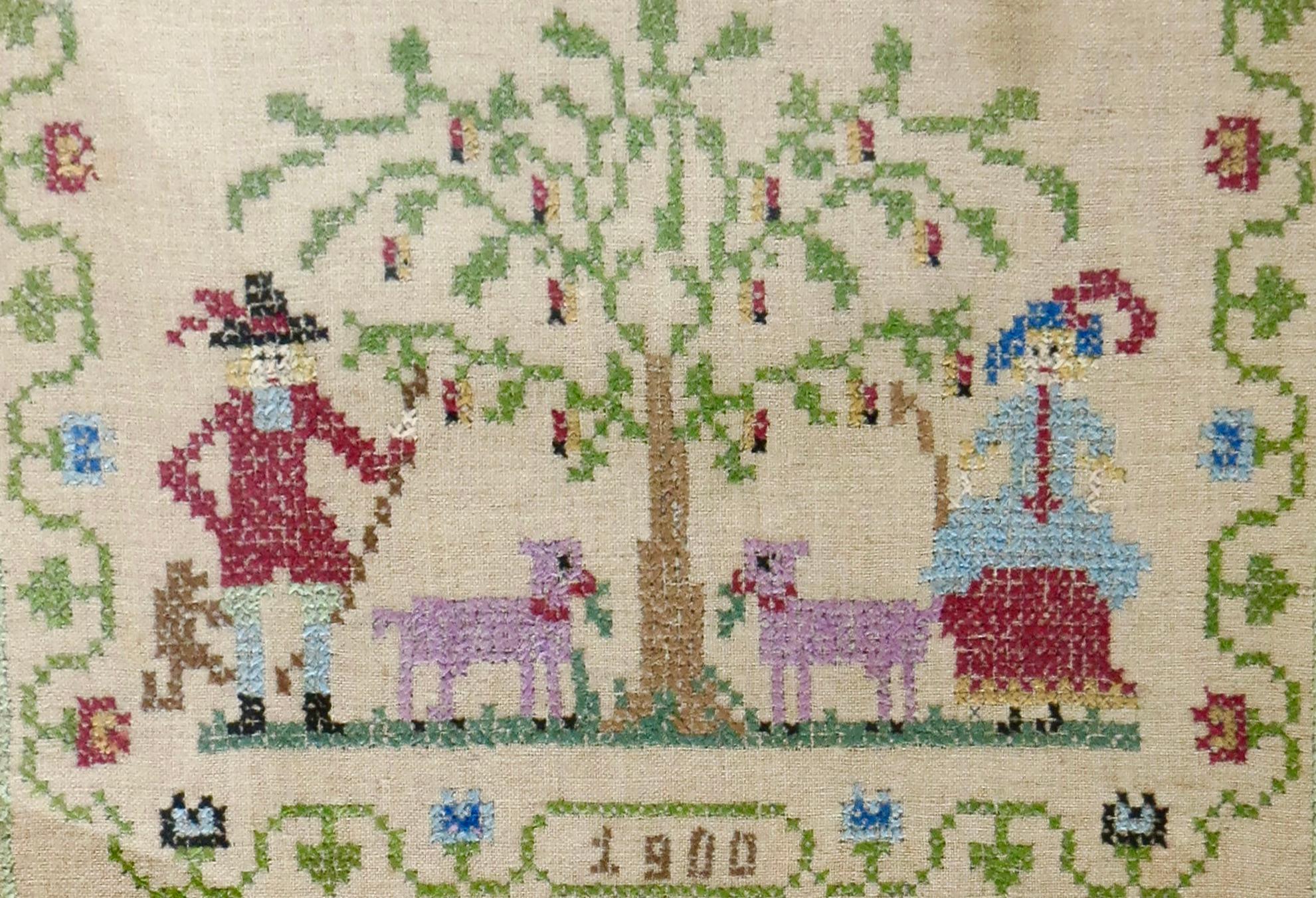 Artisanat Sampler d'art populaire américain forgé par 