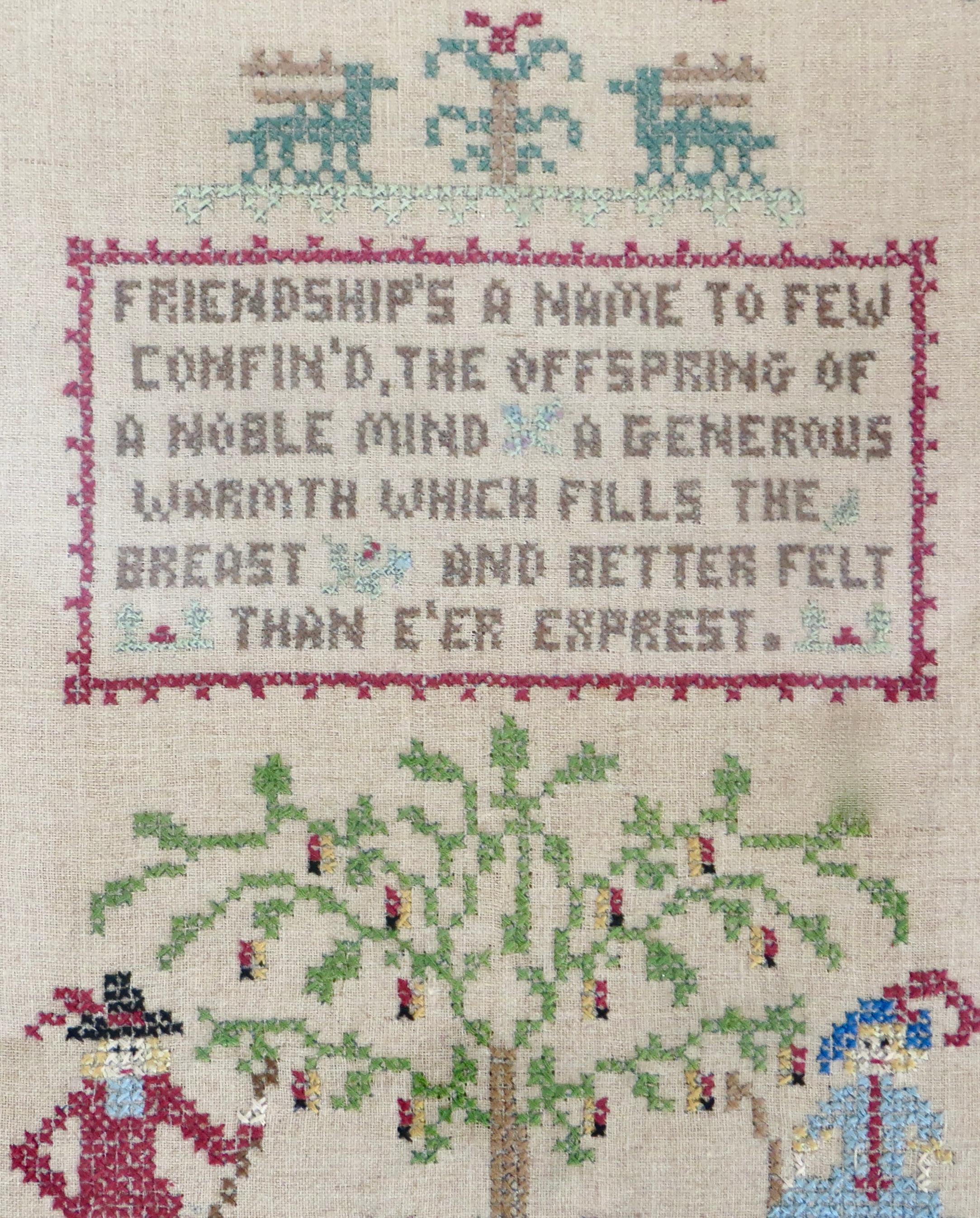 Américain Sampler d'art populaire américain forgé par 