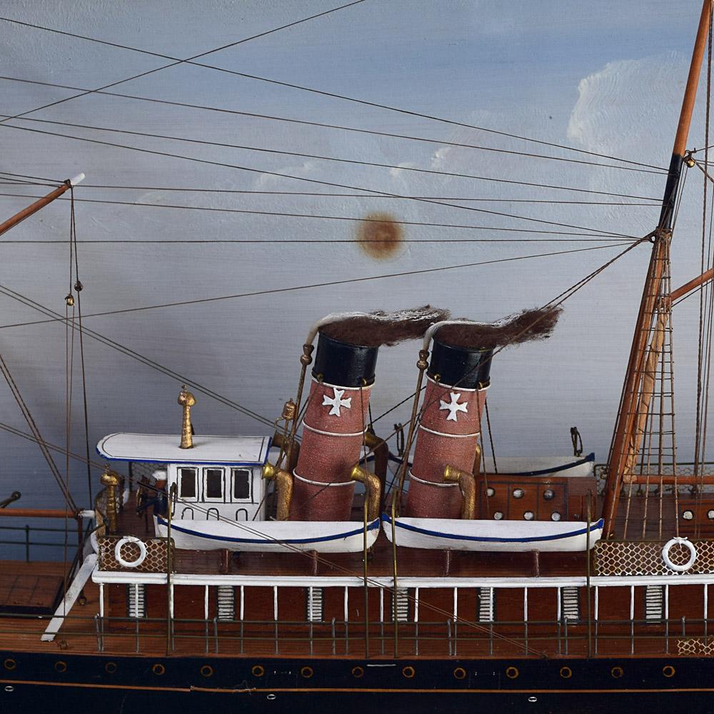 American Folk-Art Steam Ship Encased Diorama For Sale 4
