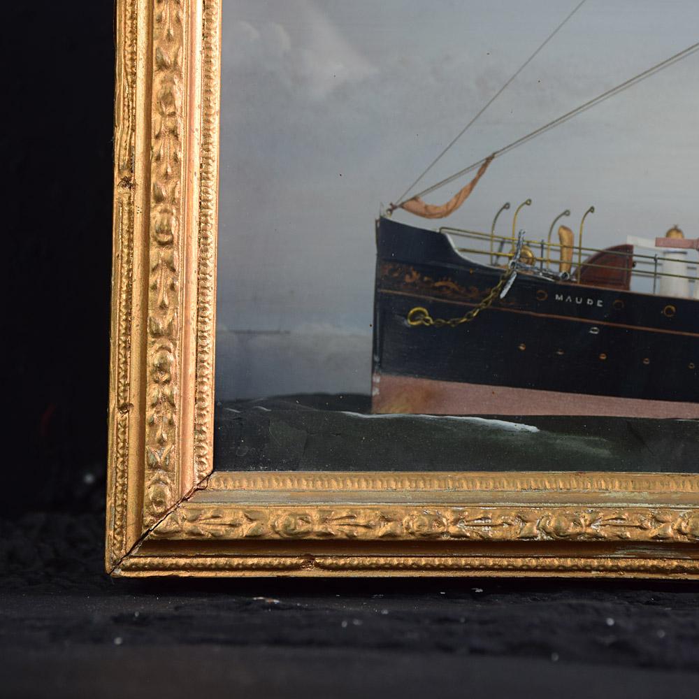 American Folk-Art Steam Ship Encased Diorama For Sale 5