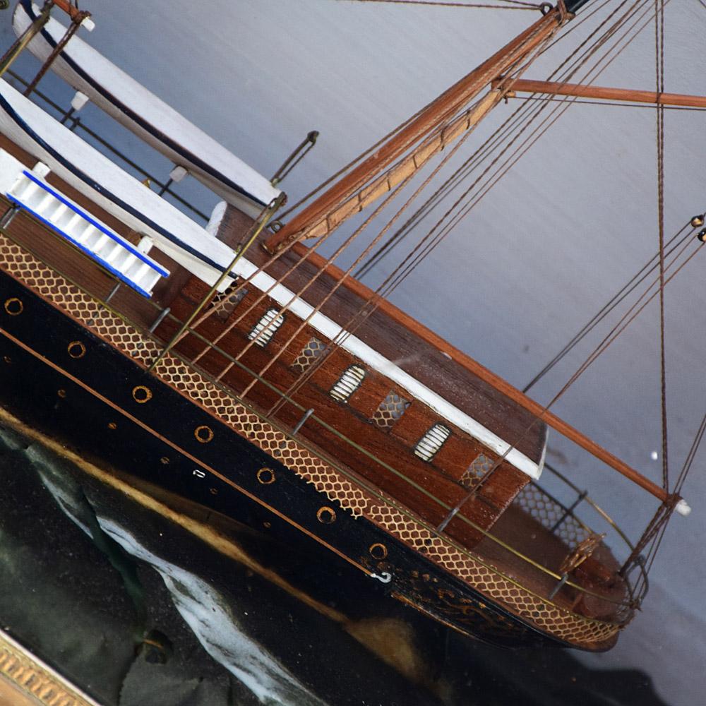 American Folk-Art Steam Ship Encased Diorama For Sale 8