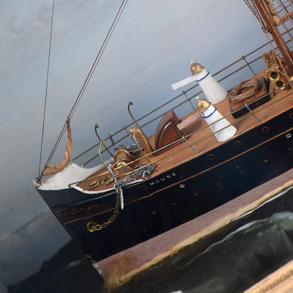 American Folk-Art Steam Ship Encased Diorama For Sale 9