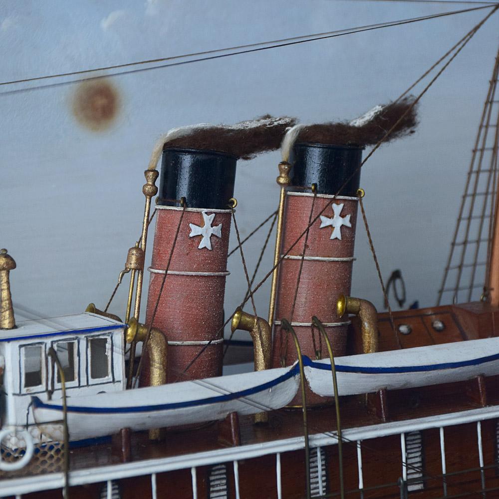 Amerikanisches Volkskunst-Dampfschiff verkleidetes Diorama (Handgefertigt) im Angebot