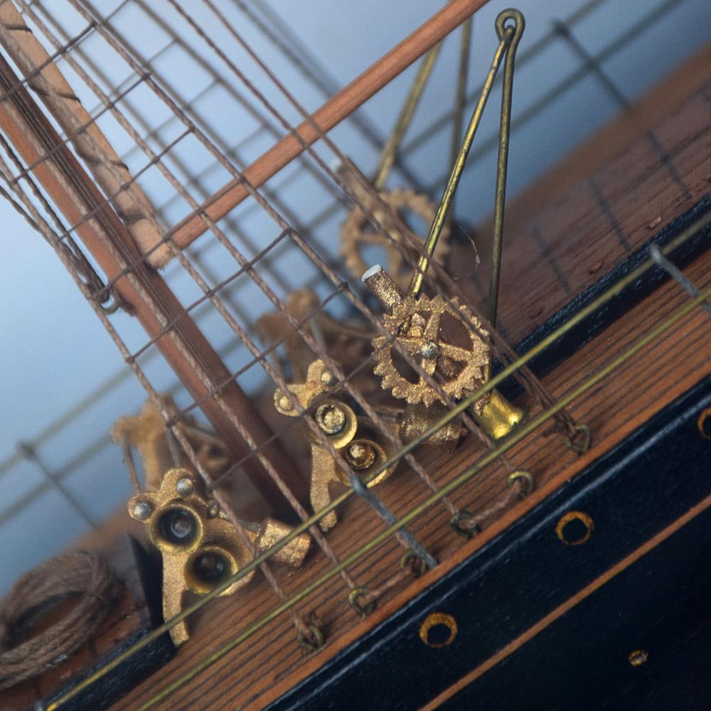 Hand-Crafted American Folk-Art Steam Ship Encased Diorama For Sale