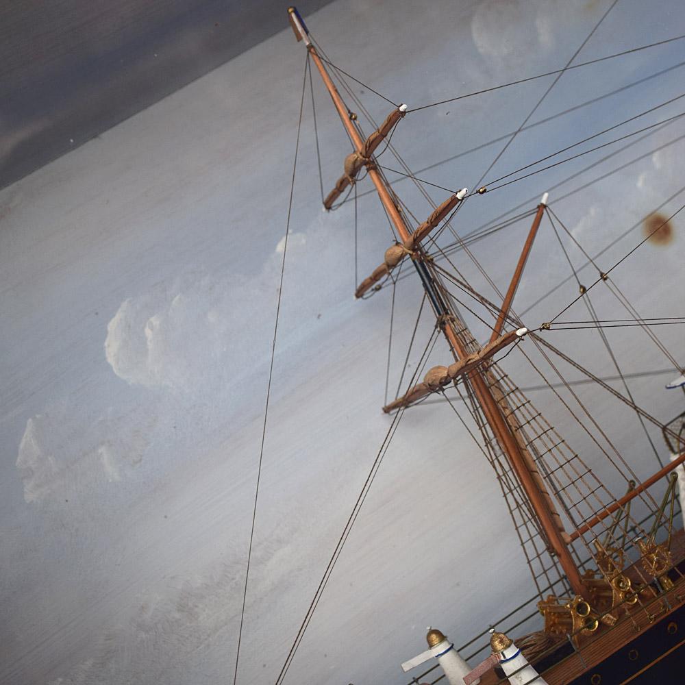 Metal American Folk-Art Steam Ship Encased Diorama For Sale