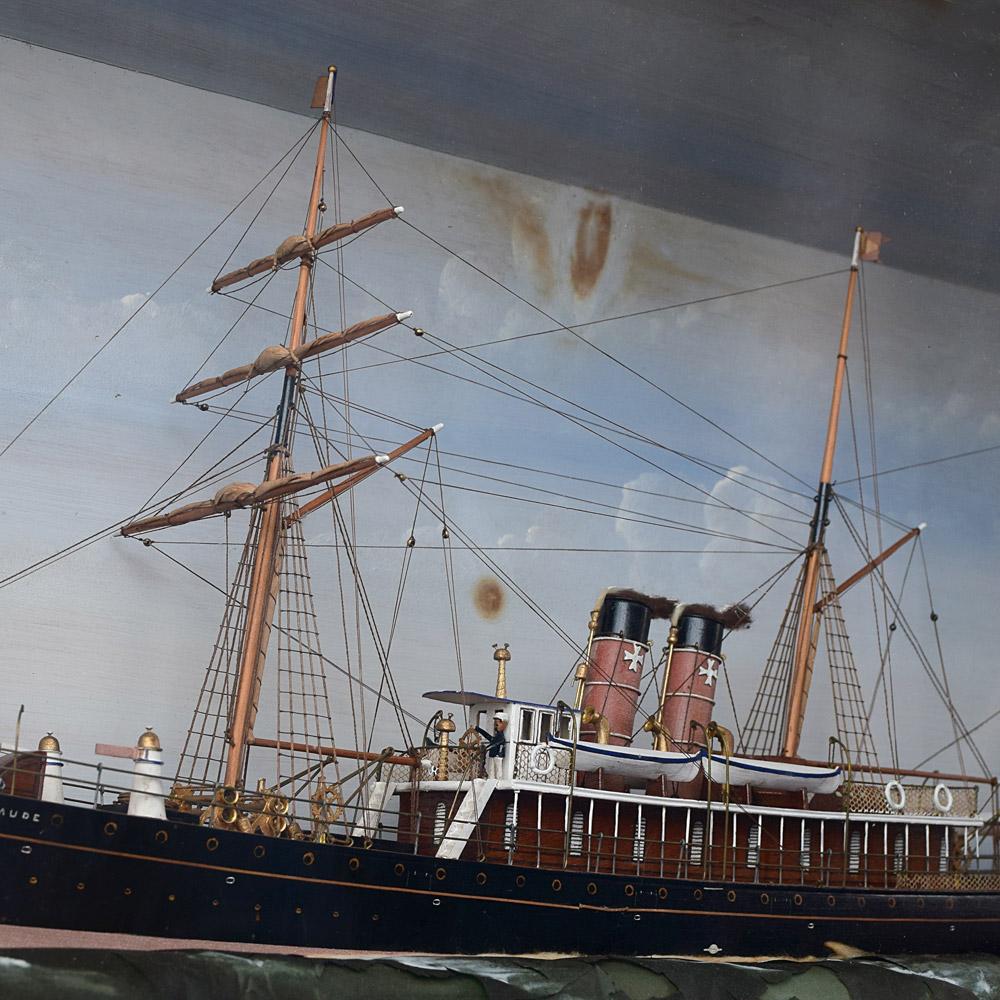 American Folk-Art Steam Ship Encased Diorama For Sale 2
