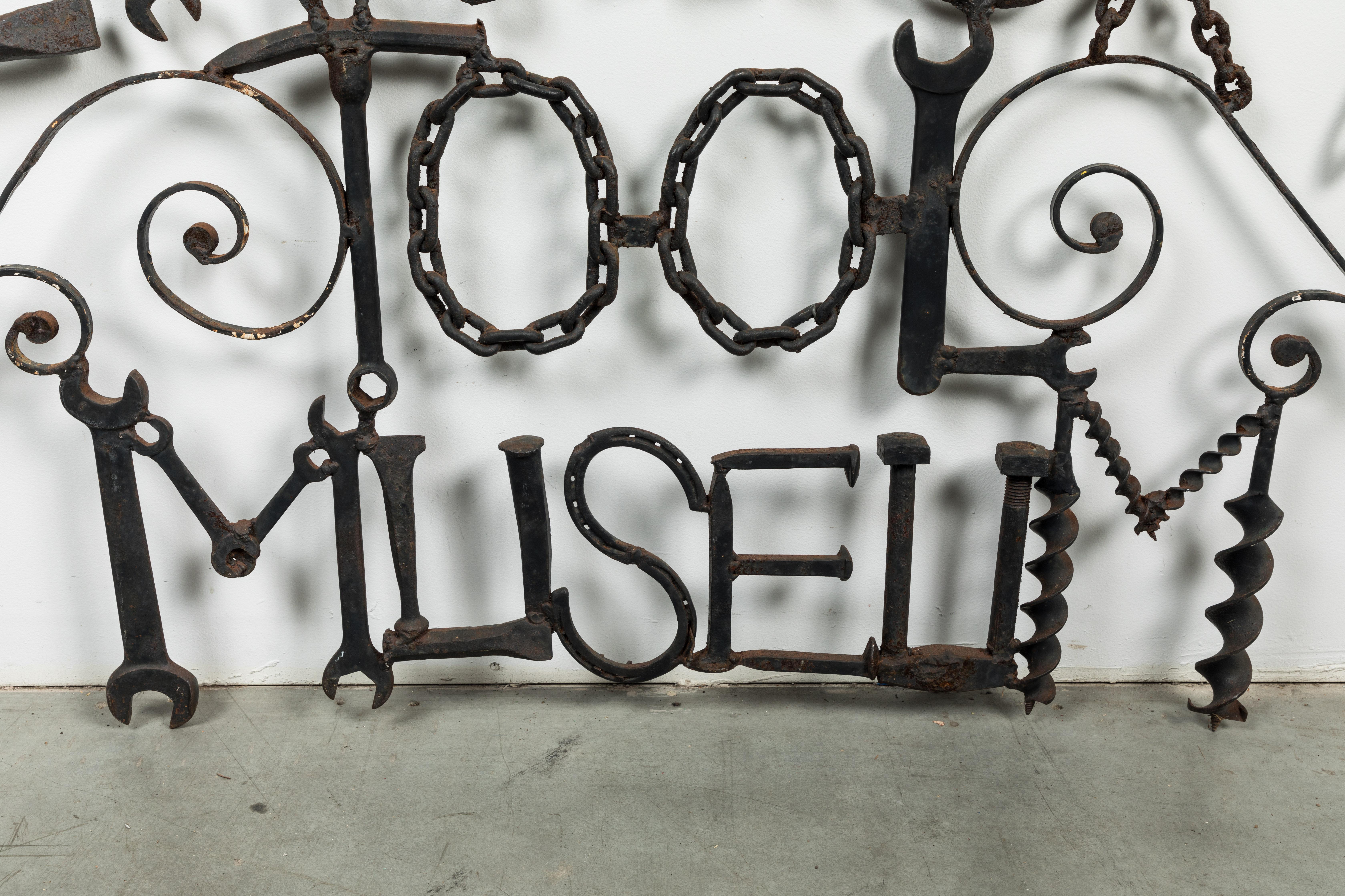 American Folk Art Tool Museum Sign 1950 Tool Assemblage In Good Condition For Sale In Santa Monica, CA