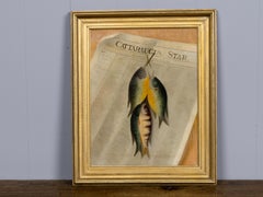 American Folk Art Trompe l’Oeil Fish Painting, Dated 1894
