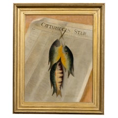 American Folk Art Trompe l’Oeil Fish Painting, Dated 1894