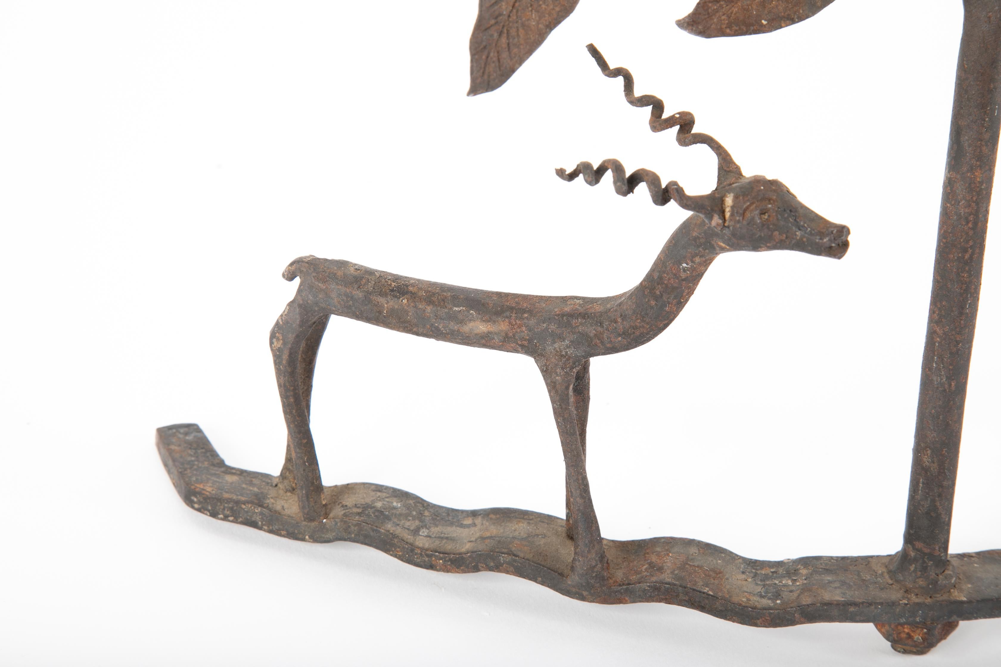 American Folk Art Wrought Iron Candlesticks Depicting Deer 1