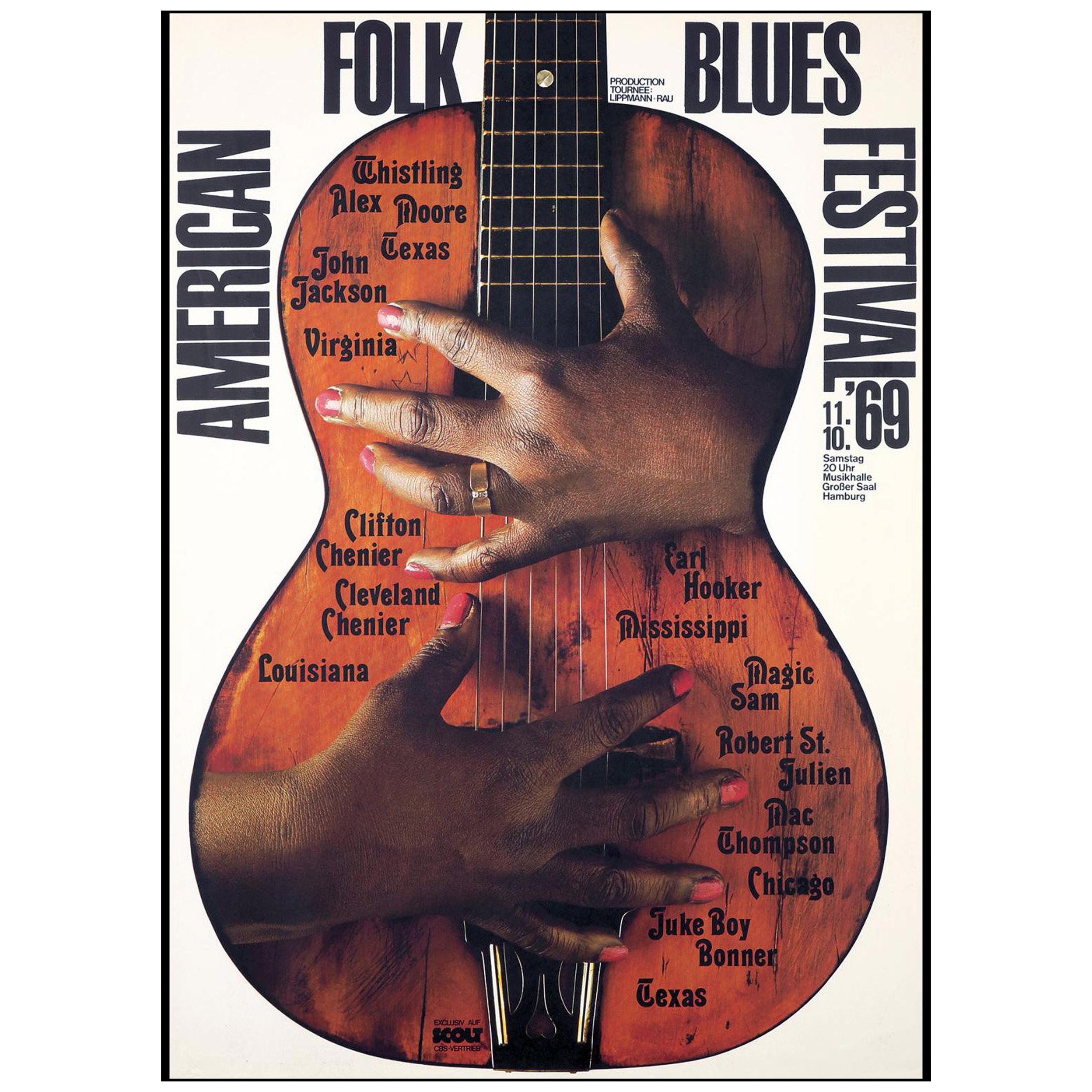 Amerikanisches Folk Blues Festival, Poster Gunther Kieser im Angebot