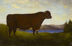 Pittura popolare americana di un toro, 1885 circa