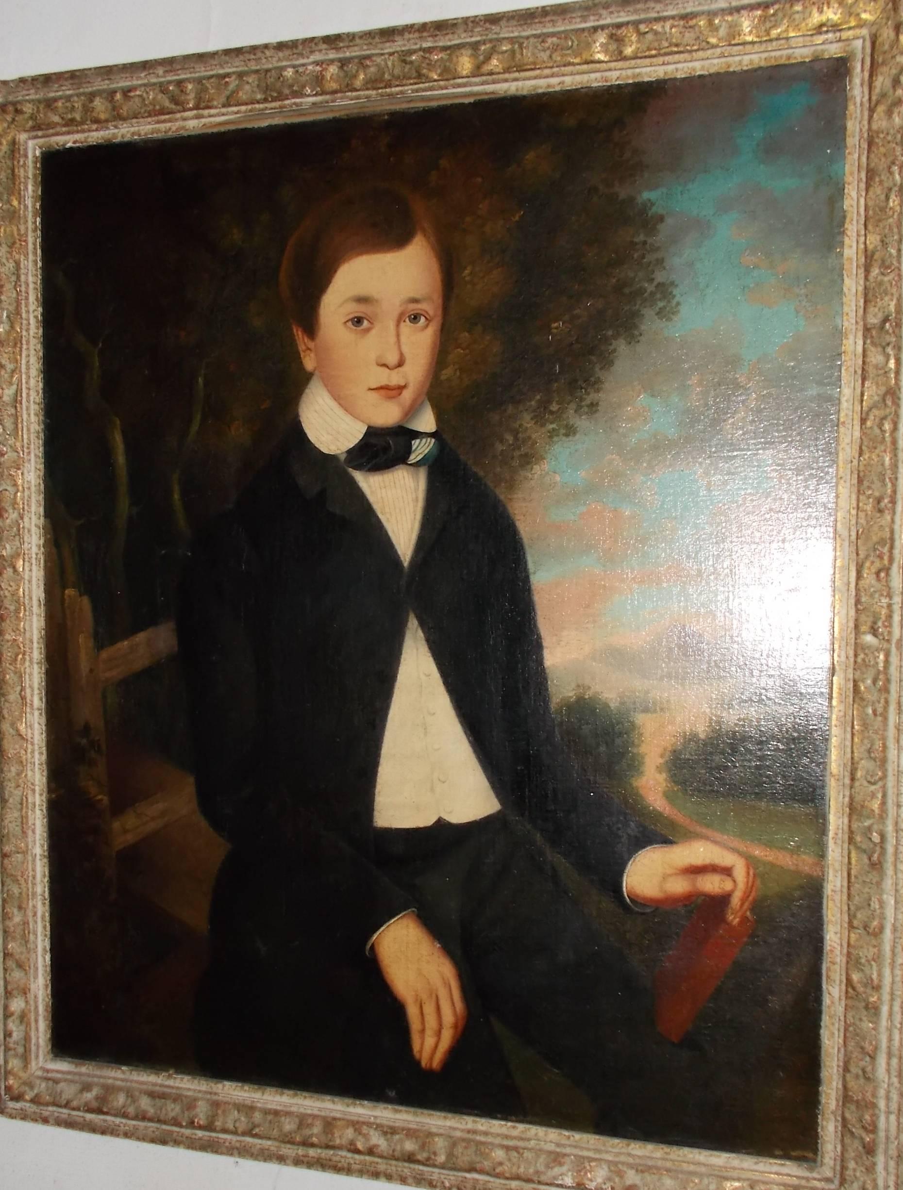 American Folk Portrait of a Boy, Attributed to Orlando Hands Bears, 1830s 3