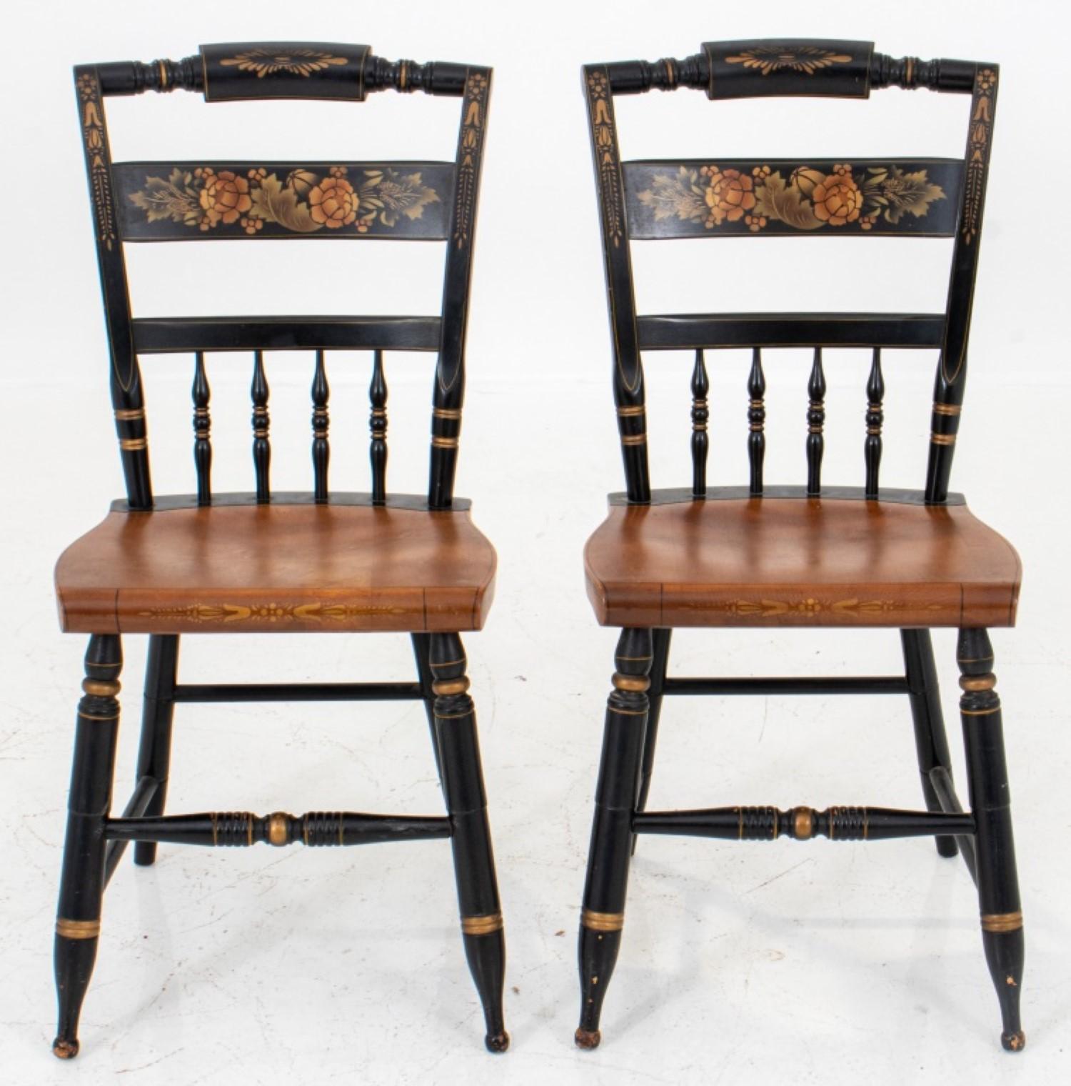 American Folk Style Stenciled Side Chairs In Good Condition In New York, NY