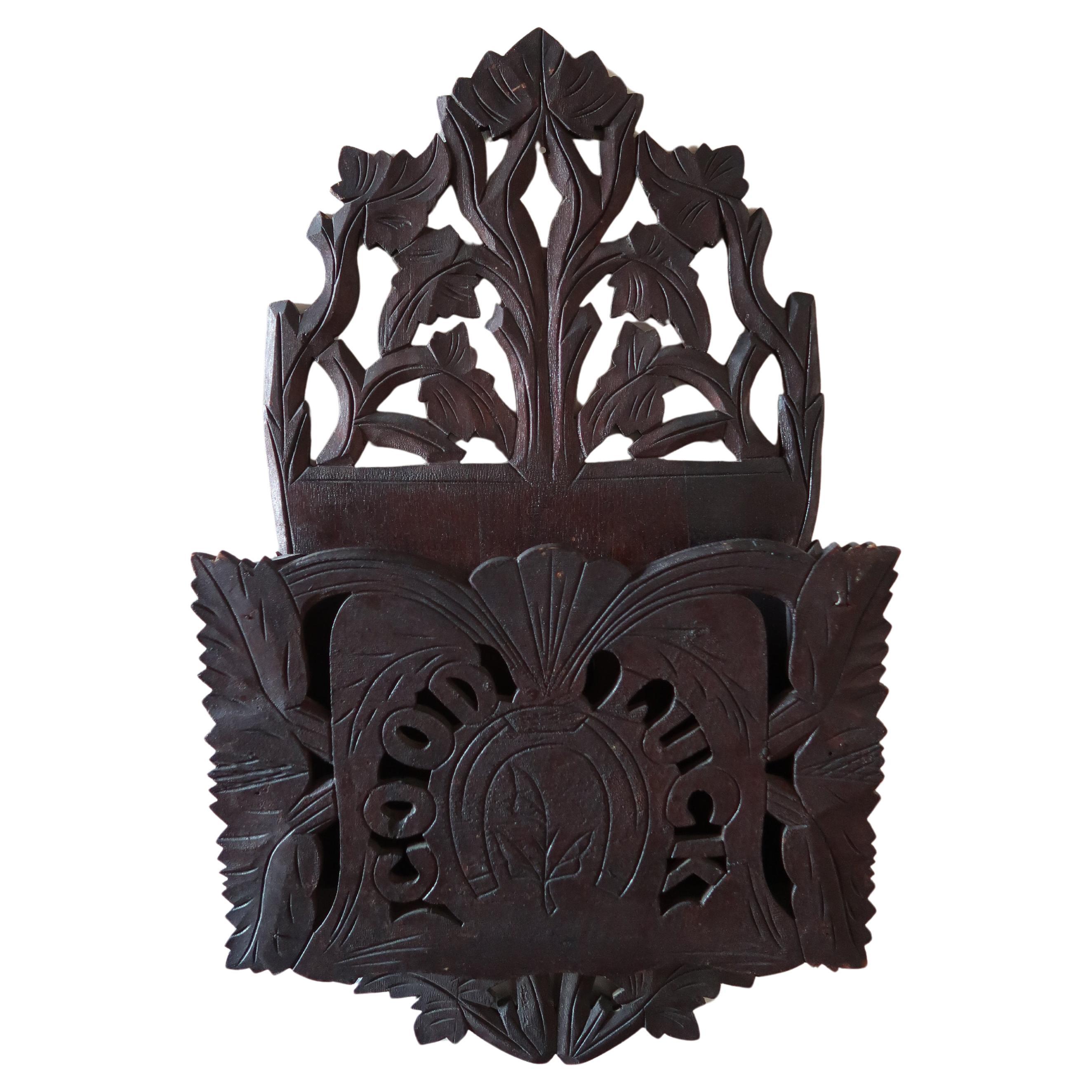 American Folk Tramp Art Wall Pocket