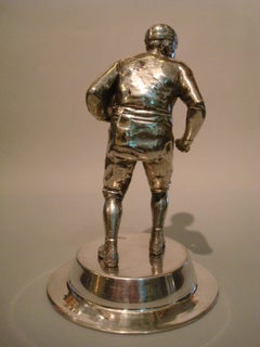 American Football Sculpture/Trophy, Desk Piece, Silvered Metal, 1930s